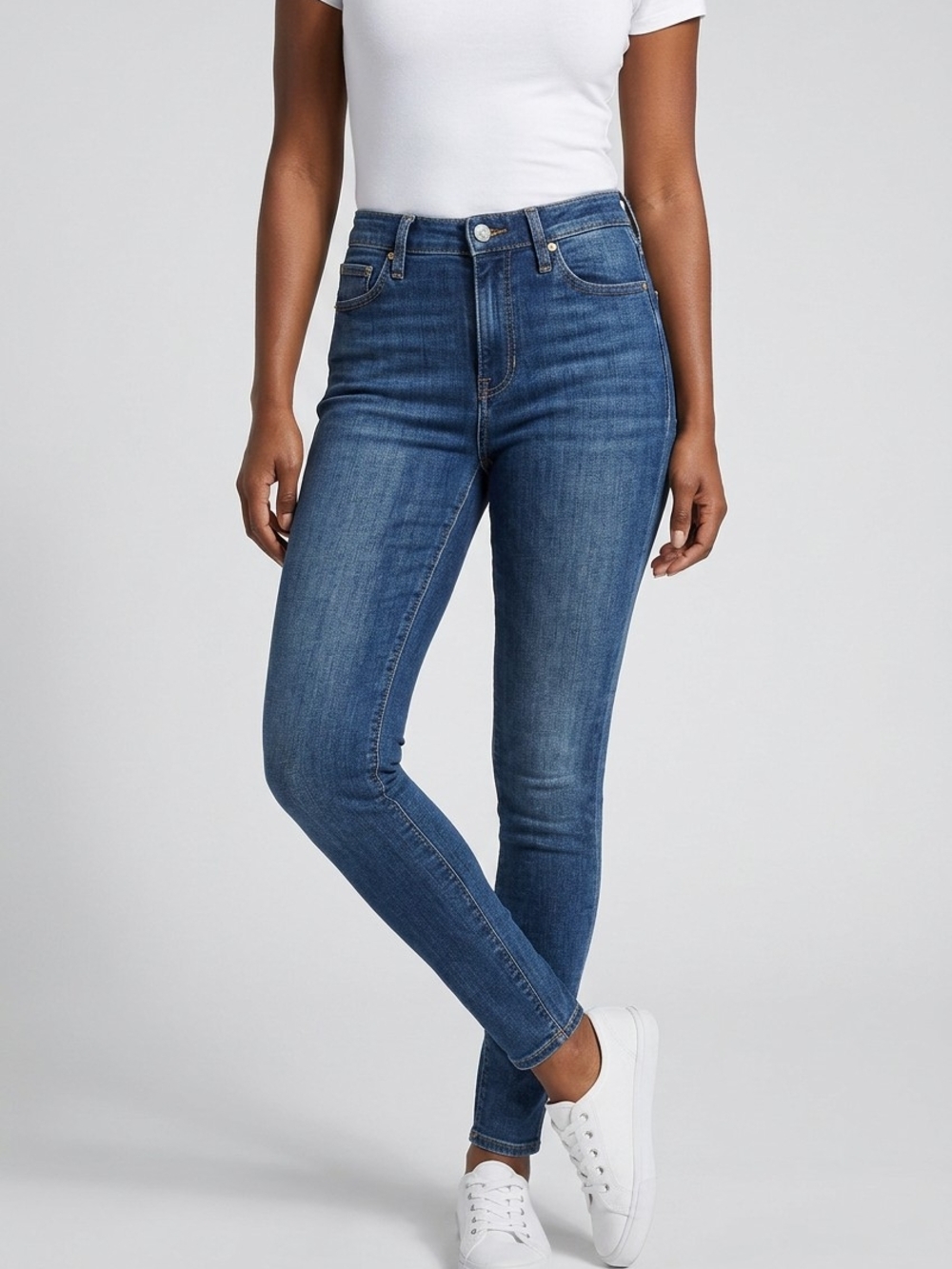Guess High-Rise Skinny Jeans - Medium Blue Wash
